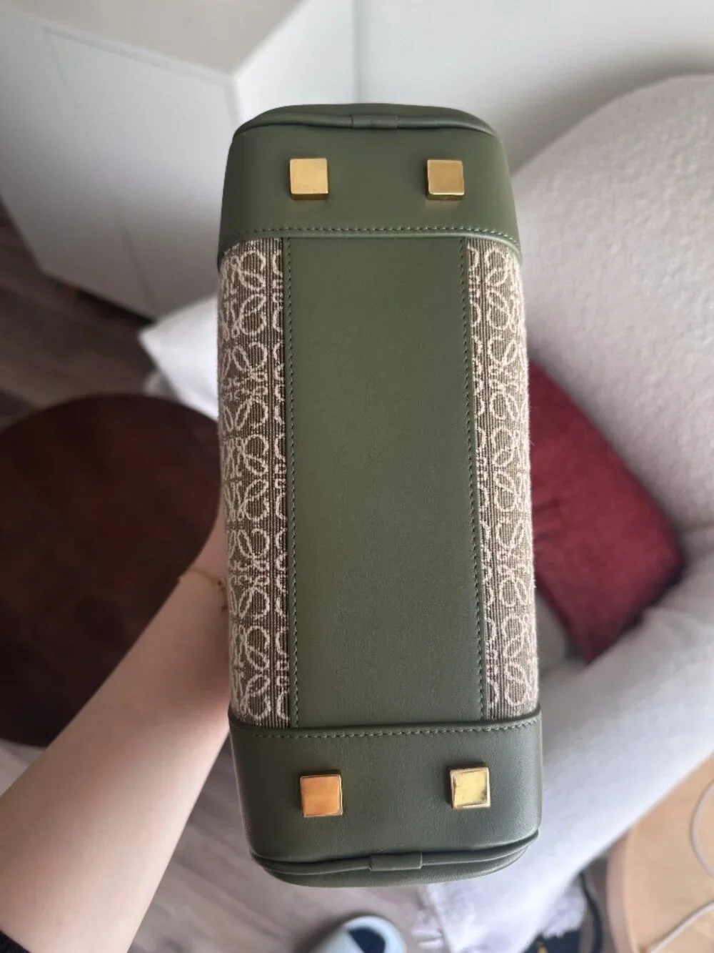 Loewe Jacquard Anagram Calfskin Amazona 23 in Avocado Green|Boston Top Handle - Picture 15 of 16